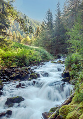 Fototapeta na wymiar River in the mountains of the Swiss Alps