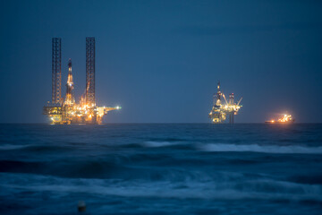 Oil platforms on sea