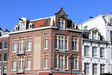 Fototapeta na wymiar Amsterdam Prinsengracht and Looiersgracht Canals Corner Building Exterior, Netherlands