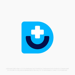 Obraz premium Modern professional logo of the letter D with a cross inside