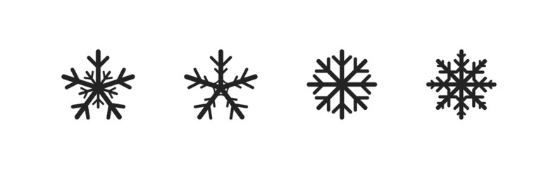 Black snowflake in beautiful style on a white background. Winter cold snow season. Art line ornament. Vector snow symbol.