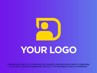 Modern professional logo in the shape of the letter D with a human inside