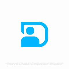 Fototapeta premium Modern professional logo in the shape of the letter D with a human inside