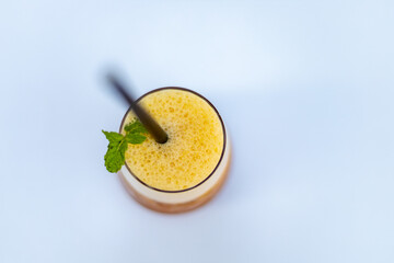 Colorful non-alcoholic cocktails in an outdoor cafe