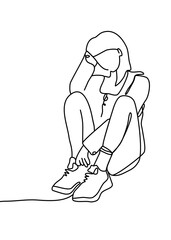 continuous line drawing, young women