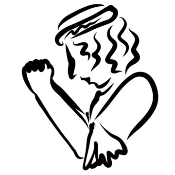 recommend clip art: biblical man with a bandage on his head praying to God with his hands folded