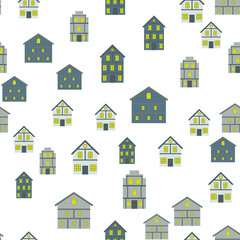 Little Town Seamless Pattern Background. Illustration