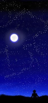 moon and stars on the background