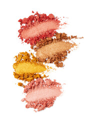 Eyeshadow smears isolated on white background