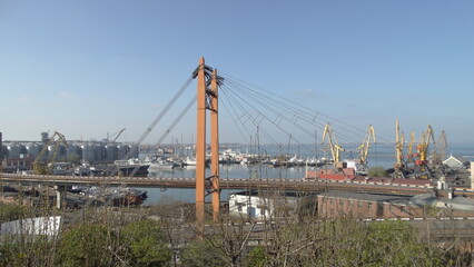 Fototapeta na wymiar Ukraine, Odessa, February 10, 2022, Black Sea Bay, war port, ships, frigate,