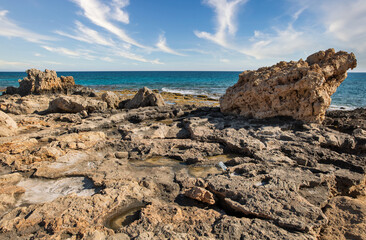 Fototapeta na wymiar Ayia Napa rocky coastline, Cyprus.