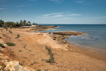 Protaras rocky beach seafront, Cyprus.