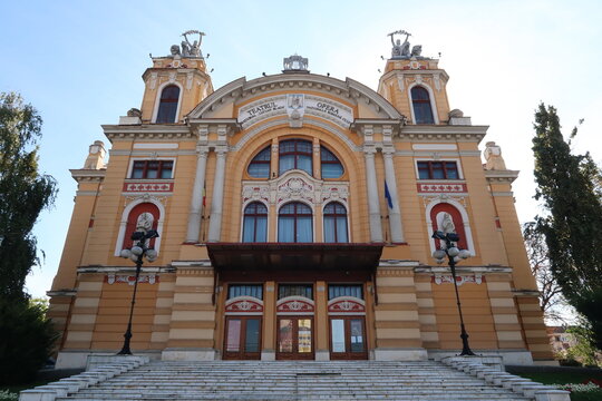 View onto the front of Cluj-Napocas famous Lucian Blaga National Theatre