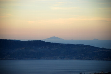 Aeolian islands as seen from mainland Italy.
