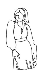continuous line drawing, young women