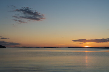 Seascape. Peaceful, calm, evening sky. Natural background. Summer evening.