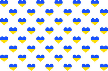 Background with hearts with blue and yellow colors of Ukraine