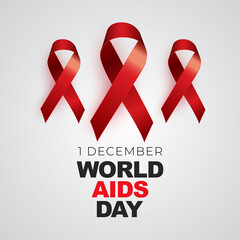 1 December World Aids Day Concept with Red Ribbon Sign. illustration