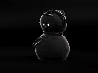 An image of a snowman on a uniform background, 3D rendering