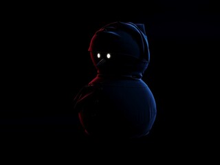 An image of a snowman on a uniform background, 3D rendering