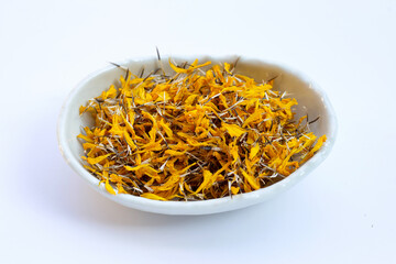 Dried petals of marigold flower