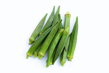 Fresh okra on white background.