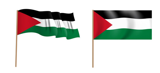 colorful naturalistic waving Gaza Strip flag. Illustration