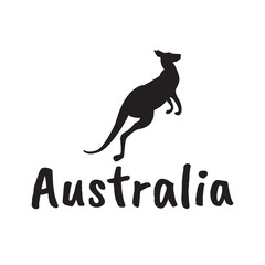 Black kangaroo silhouette isolated on white background. Illustration