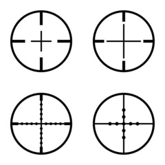 Crosshairs Flat Icon Set Isolated On White Background