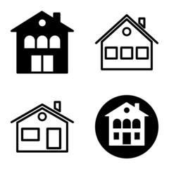 Houses Flat Icon Set Isolated On White Background