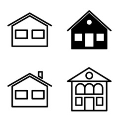 Houses Flat Icon Set Isolated On White Background
