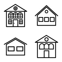 Houses Flat Icon Set Isolated On White Background