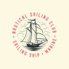 Marine logo. Nautical sailing club.