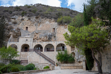 Fototapeta premium View on walls and buildings of Agios Neophytos Monastery on Cyprus