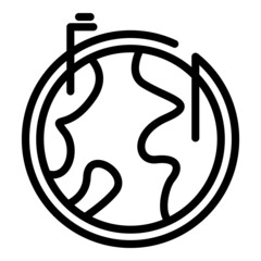 Earth pin icon outline vector. Distance motion. Bullet avoid
