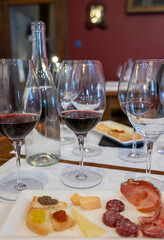 Wine cellars tour with white and red wines tasting in Montepulciano, Tuscany, Italy