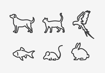 Set Of Minimal Outline Pet Icons