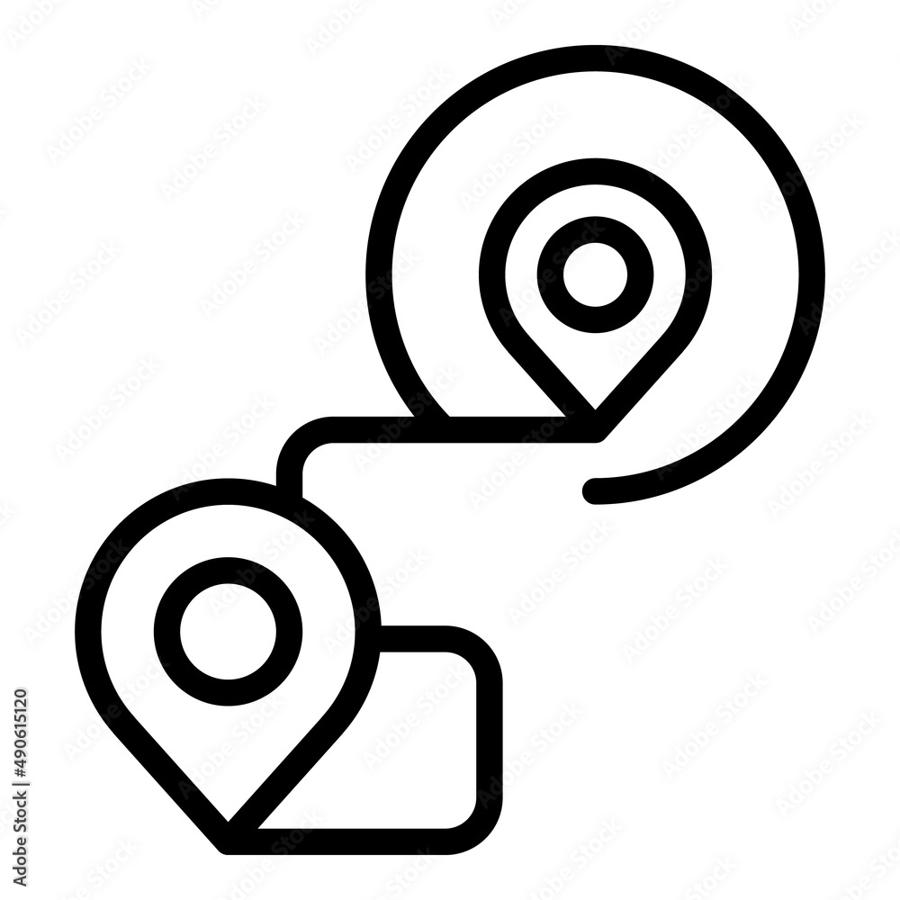 Poster gps route icon outline vector. map location. direction pointer