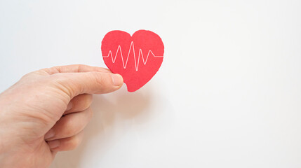 red heart cardiogram.
healthcare, medicine, cardiology concept.
heart health concept idea.
