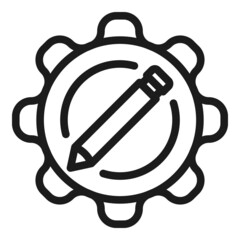 Pencil gear icon outline vector. Edit tool. Data interface