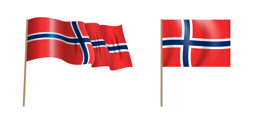colorful naturalistic waving Norway flag. Illustration