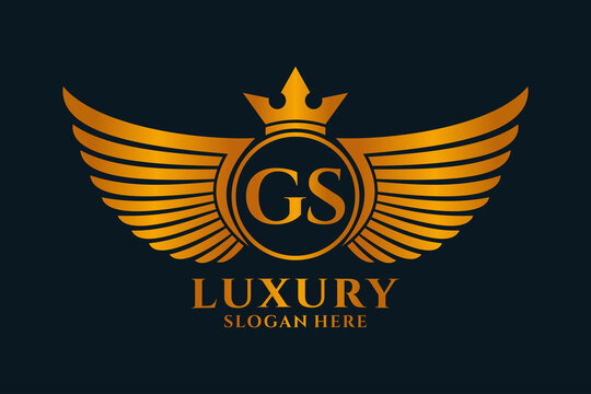 Luxury royal wing Letter GS crest Gold color Logo vector, Victory logo, crest logo, wing logo, vector logo template.