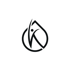 Human Relationship Drop Oil Logo Design. Letter K Concept