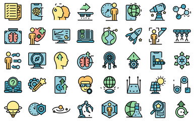 Commitment to innovation icons set outline vector. Passion trust. Business company