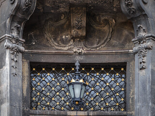 LVIV, UKRAINE - February, 2022: decorative elements of facade, Dominican church and monastery...