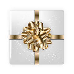 Realistic image. Colorful festive box with bow. Illustration.