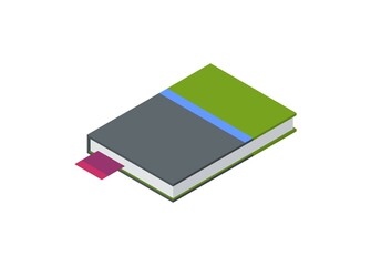 Obraz na płótnie Canvas Book with bookmark inserted in isometric view. Simple flat illustration. 