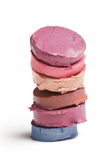 Lipstick cuts isolated on white background	