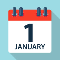 colored 1 January Calendar Icon. Illustration