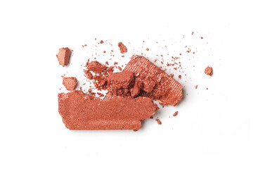 Smashed brown makeup sample isolated on white background